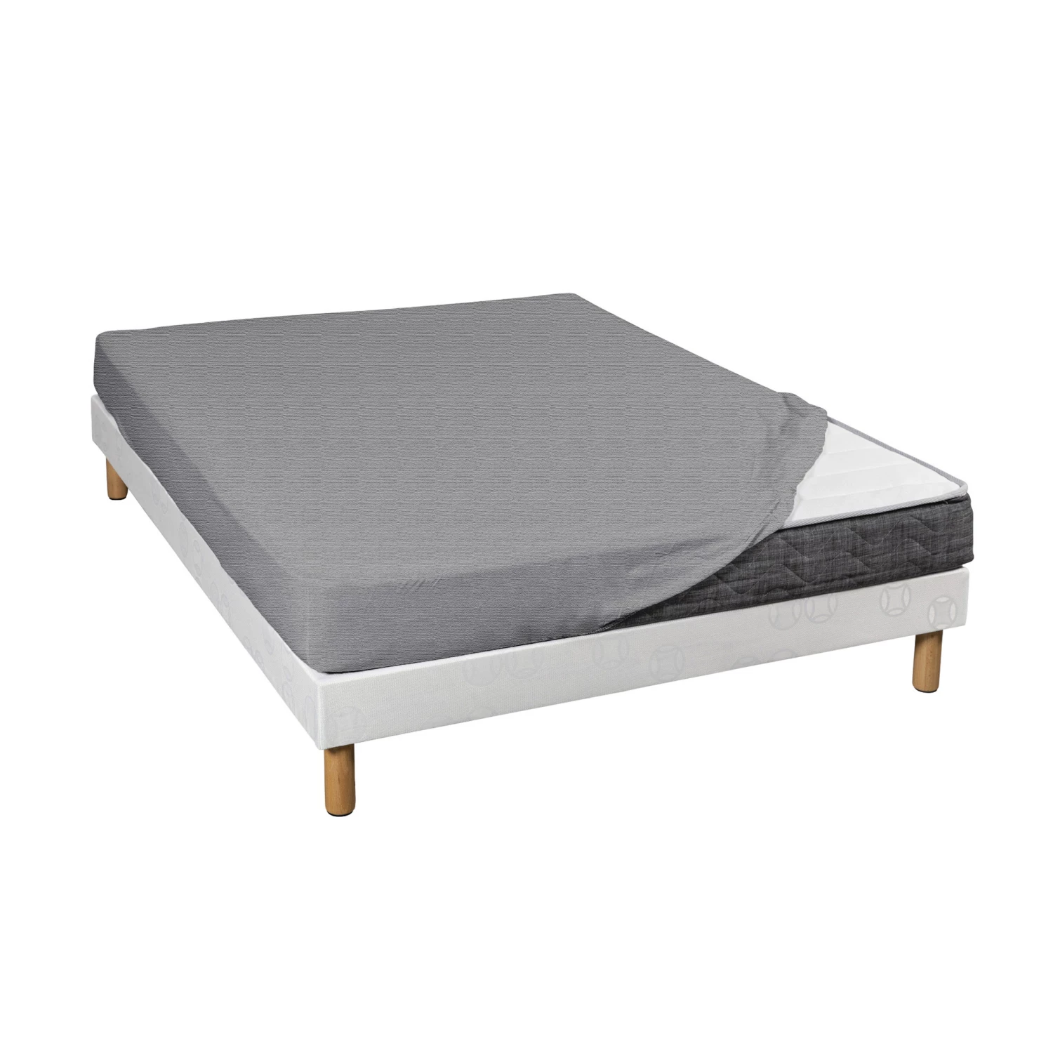 Lot De 2 Draps Housses Jersey Gris Chiné Bonnet 30 Cm 4 Lot De 2 Draps Housses Jersey Gris Chiné Bonnet 30 Cm – Image 2