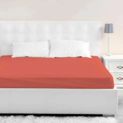 Drap Housse Orange Terracotta Bonnet 40 Cm