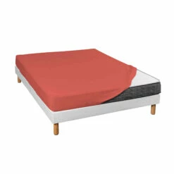 Lot De 2 Draps Housses Jersey Orange Terracotta Bonnet 30 Cm -Doublures De Lit Soldes 2024 draphousseorangefondblanc 2