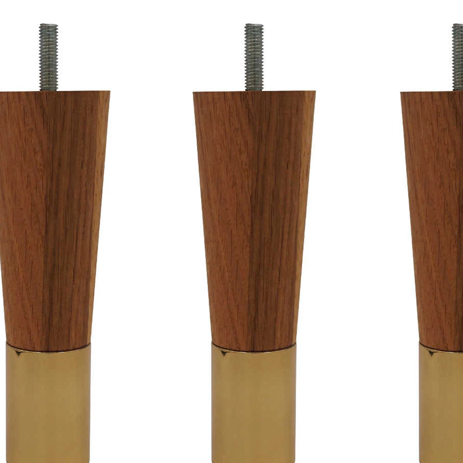 4 Pieds Fuseau Chêne Massif Et Laiton 15 Cm 4 4 Pieds Fuseau Chêne Massif Et Laiton 15 Cm – Image 2