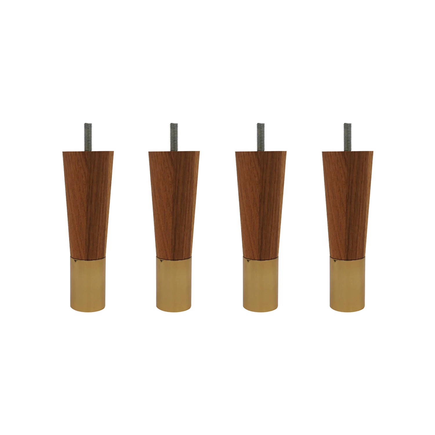 4 Pieds Fuseau Chêne Massif Et Laiton 15 Cm 3 4 Pieds Fuseau Chêne Massif Et Laiton 15 Cm