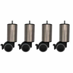4 Pieds Cylindriques Inox à Roulette Pivotante Et Frein 15 Cm