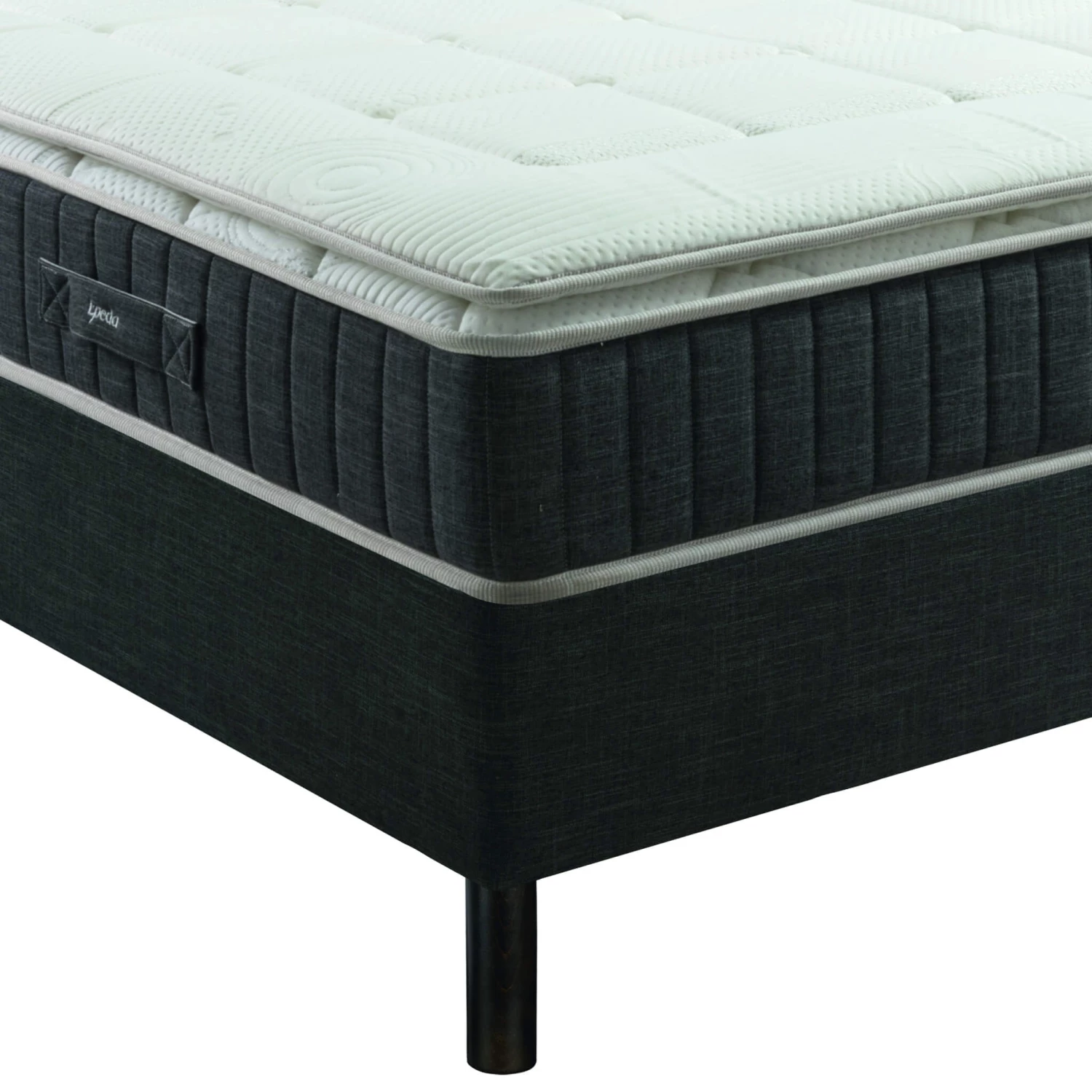 Ensemble Boxspring Surmatelas + Matelas + Sommier + Tête De Lit + Pieds Gris Chiné Epeda ENCHANTEUR 7 Ensemble Boxspring Surmatelas + Matelas + Sommier + Tête De Lit + Pieds Gris Chiné Epeda ENCHANTEUR – Image 5