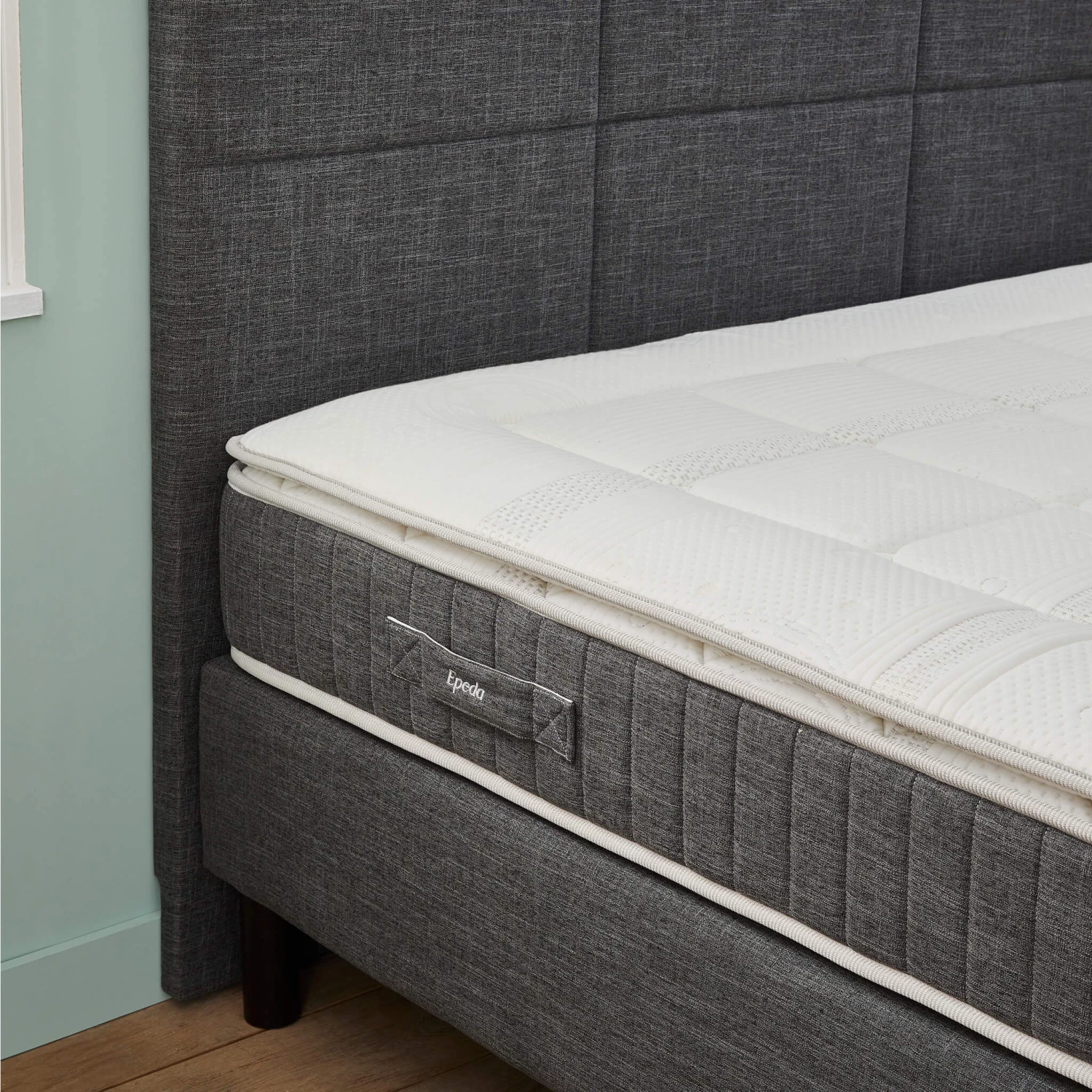 Ensemble Boxspring Surmatelas + Matelas + Sommier + Tête De Lit + Pieds Gris Chiné Epeda ENCHANTEUR 13 Ensemble Boxspring Surmatelas + Matelas + Sommier + Tête De Lit + Pieds Gris Chiné Epeda ENCHANTEUR – Image 11