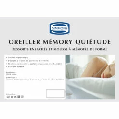 Oreiller Simmons Memory Quiétude 41x66 5 Oreiller Simmons Memory Quiétude 41x66 -Doublures De Lit Soldes 2024 encart oreiller memory quietude