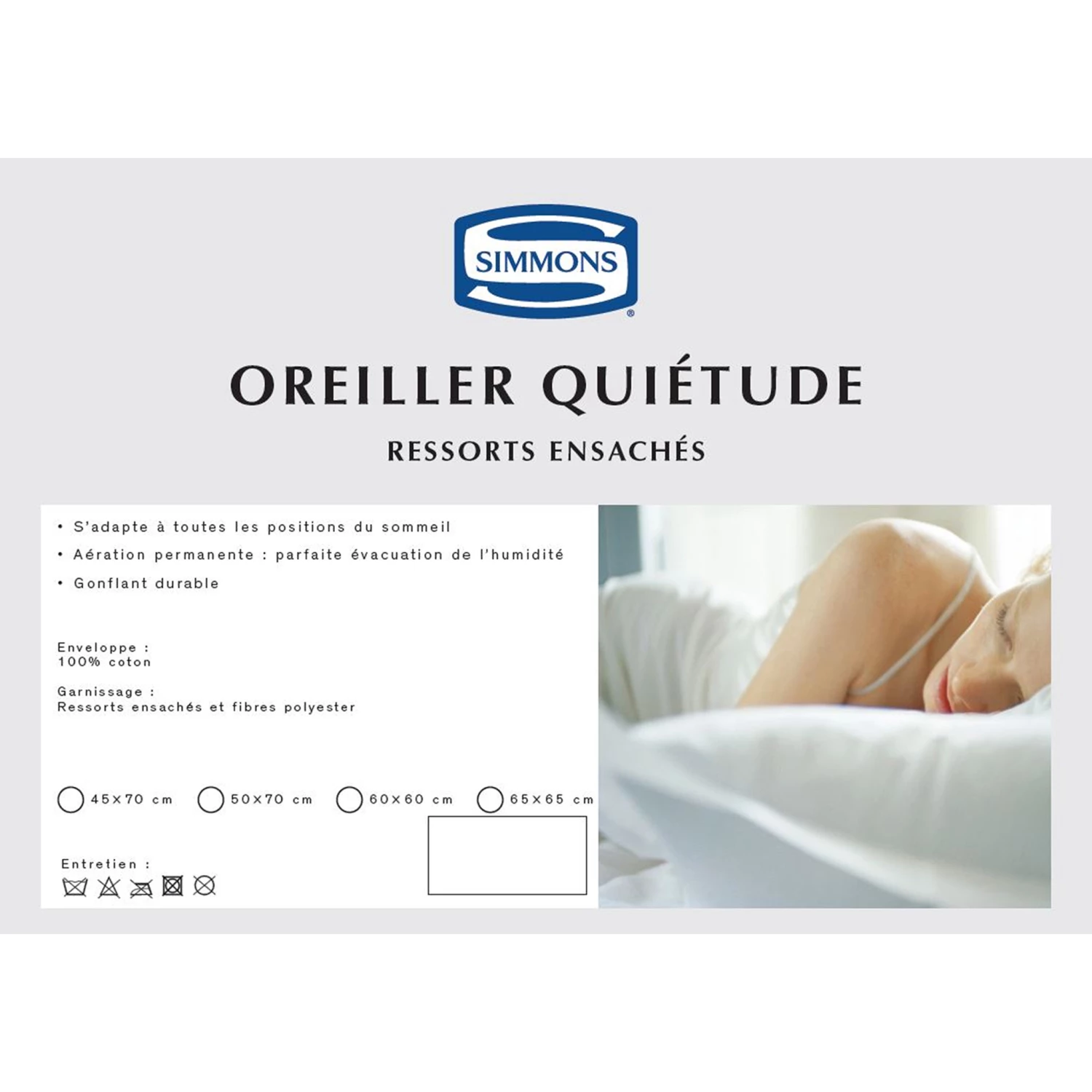 Oreiller Simmons Quiétude Ressorts Ensachés 6 Oreiller Simmons Quiétude Ressorts Ensachés – Image 4