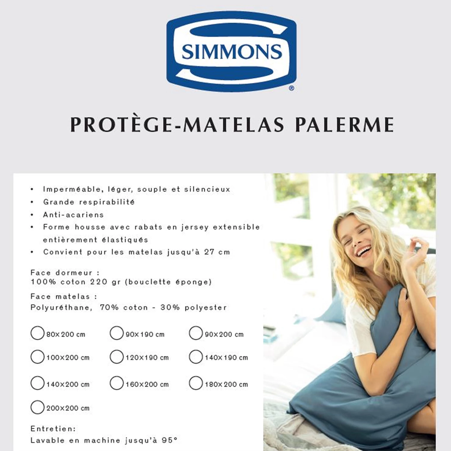 Protège Matelas Simmons Palerme Imperméable 7 Protège Matelas Simmons Palerme Imperméable – Image 5