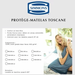 Protège Matelas Simmons Toscane 400g -Doublures De Lit Soldes 2024 encart prot ge matelas toscane
