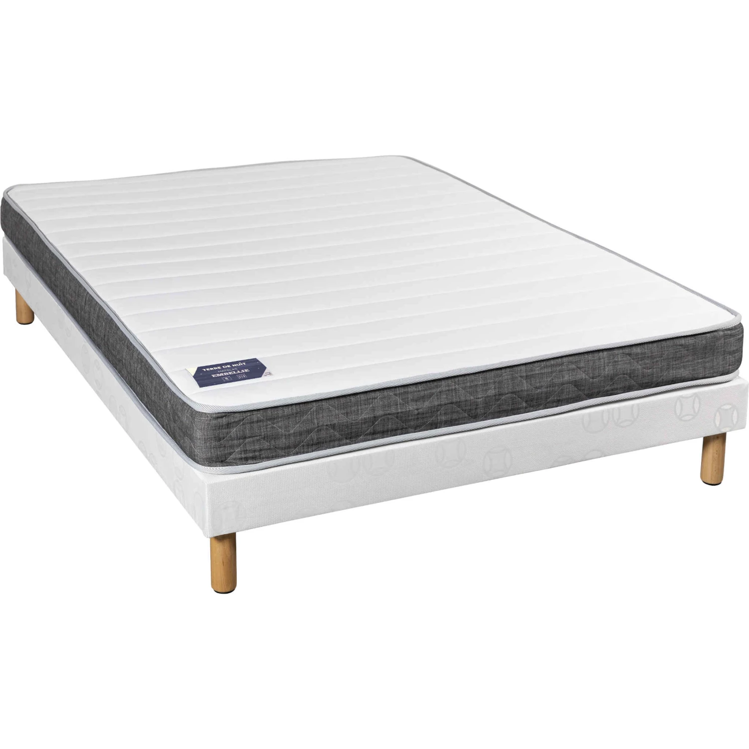 Ensemble Matelas à Ressorts Ensachés Embellie + Sommier + Pieds 3 Ensemble Matelas à Ressorts Ensachés Embellie + Sommier + Pieds