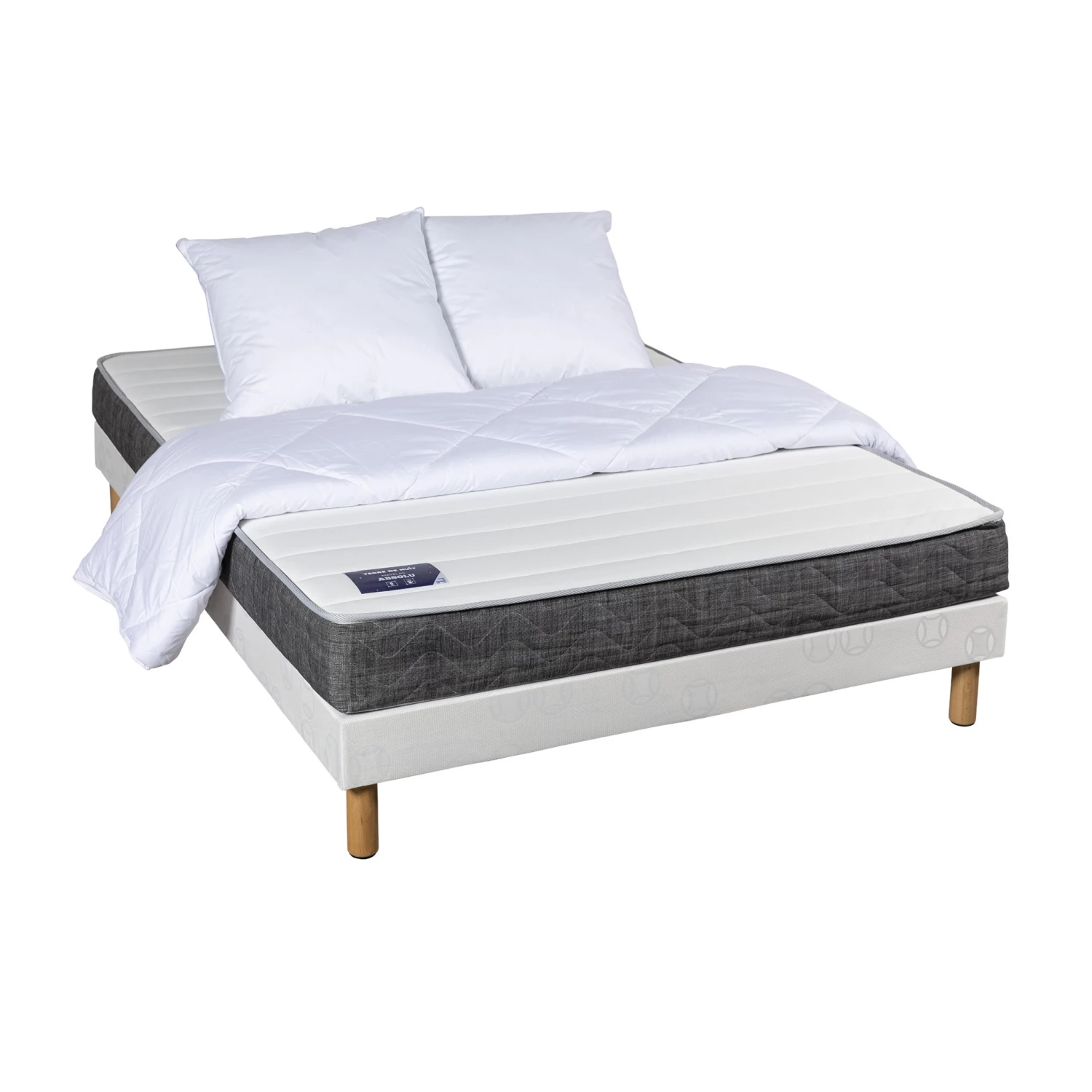 Ensemble Matelas Mousse à Mémoire De Forme Absolu + Sommier + Pieds + Couette + Oreillers 3 Ensemble Matelas Mousse à Mémoire De Forme Absolu + Sommier + Pieds + Couette + Oreillers
