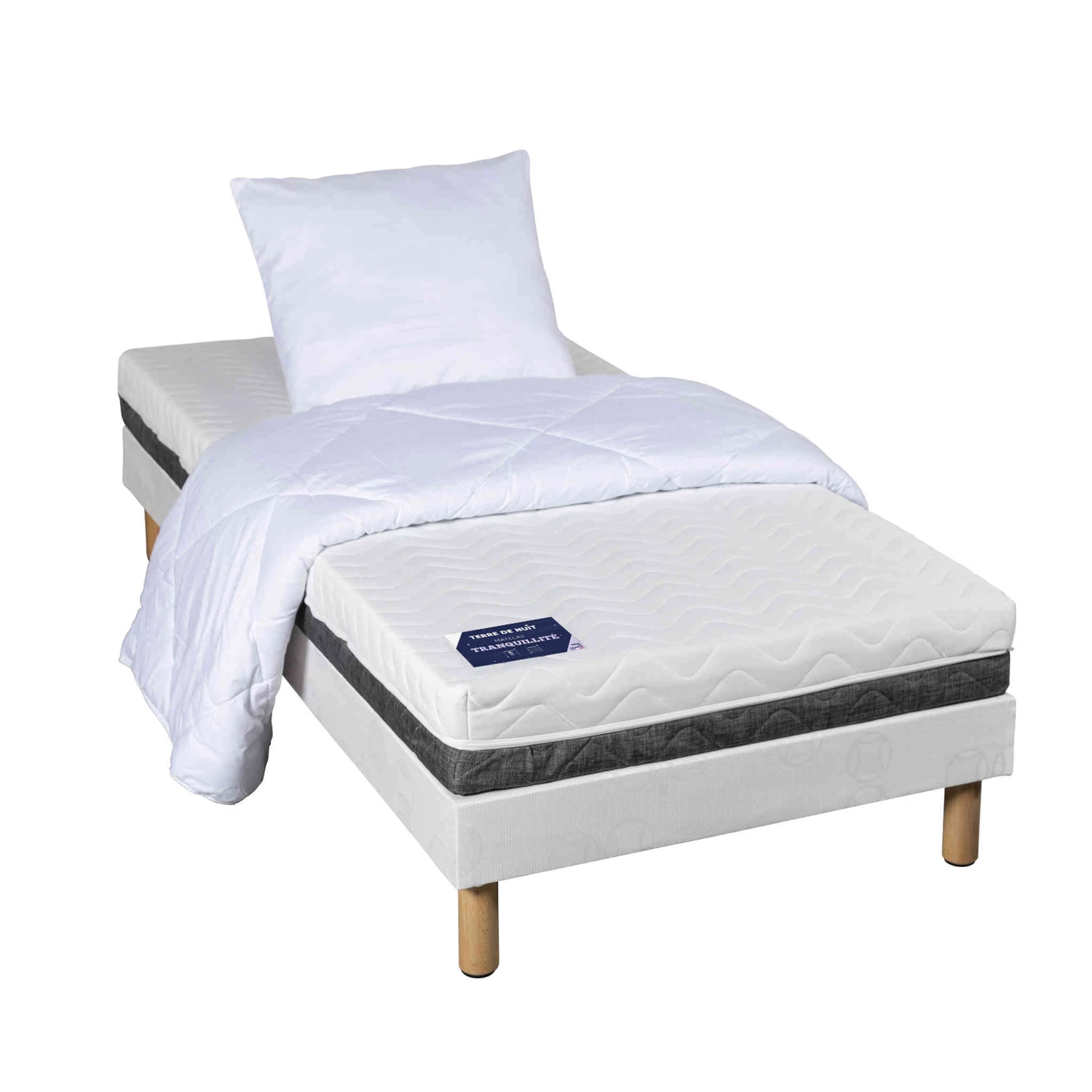Ensemble Matelas Mousse Tranquillité + Sommier + Pieds + Couette + Oreillers 4 Ensemble Matelas Mousse Tranquillité + Sommier + Pieds + Couette + Oreillers – Image 2