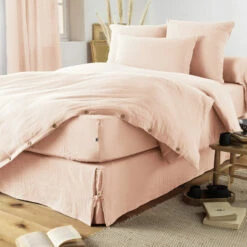 Housse De Couette Double Gaze De Coton Rose -Doublures De Lit Soldes 2024 finition rose 3