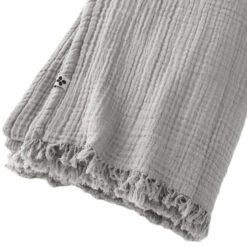 Plaid Gaze De Coton à Franges Gris 9 Plaid Gaze De Coton à Franges Gris -Doublures De Lit Soldes 2024 gaia plaid gris zoom