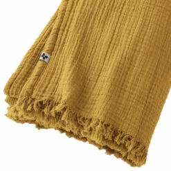 Plaid Gaze De Coton à Franges Jaune Safran 9 Plaid Gaze De Coton à Franges Jaune Safran -Doublures De Lit Soldes 2024 gaia plaid jaune zoom