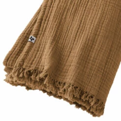 Plaid Gaze De Coton à Franges Marron 9 Plaid Gaze De Coton à Franges Marron -Doublures De Lit Soldes 2024 gaia plaid marron zoom 1