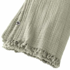 Plaid Gaze De Coton à Franges Vert D'eau 9 Plaid Gaze De Coton à Franges Vert D'eau -Doublures De Lit Soldes 2024 gaia plaid vertdeau zoom