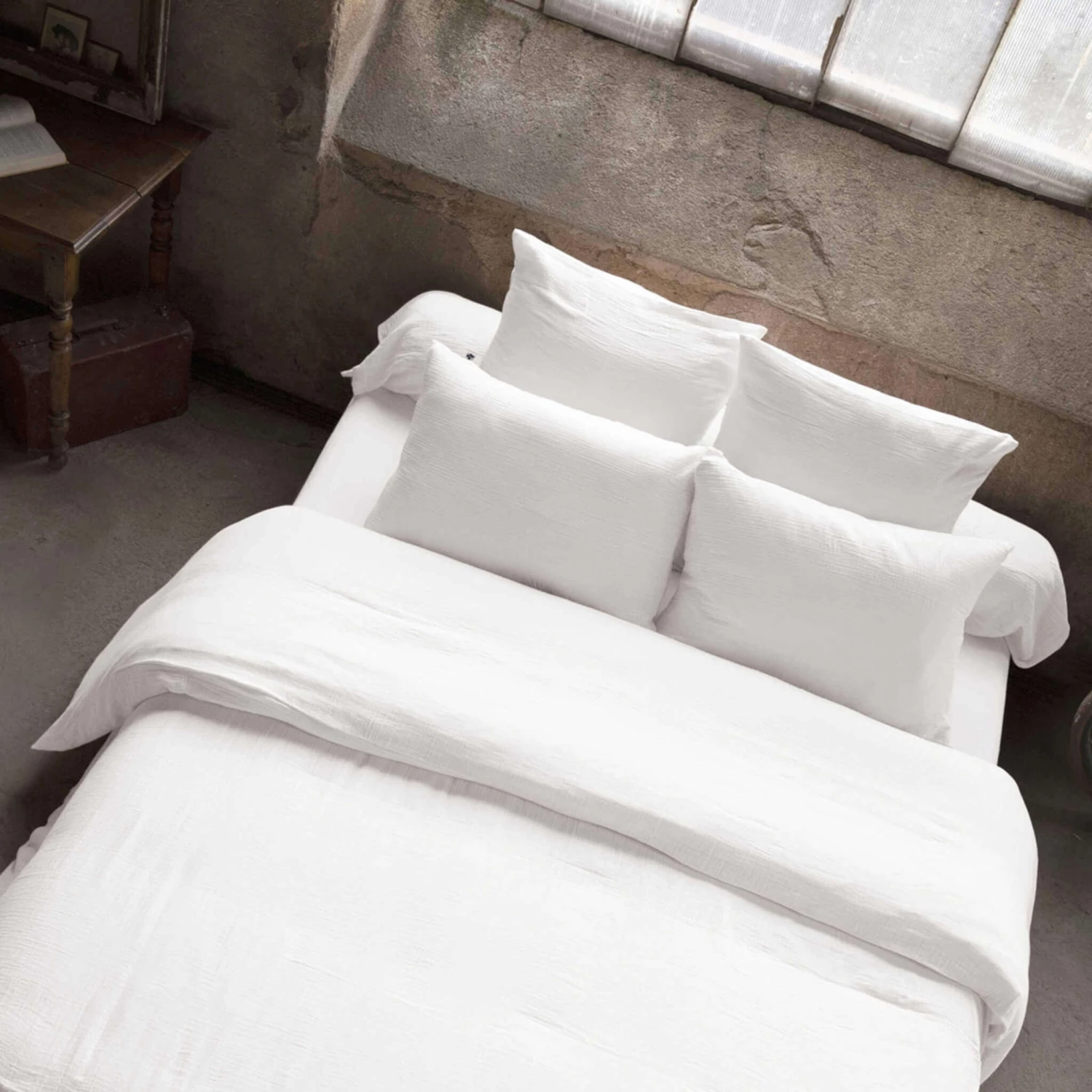 Housse De Couette Double Gaze De Coton Blanc 4 Housse De Couette Double Gaze De Coton Blanc – Image 2