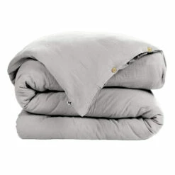 Housse De Couette Double Gaze De Coton Gris