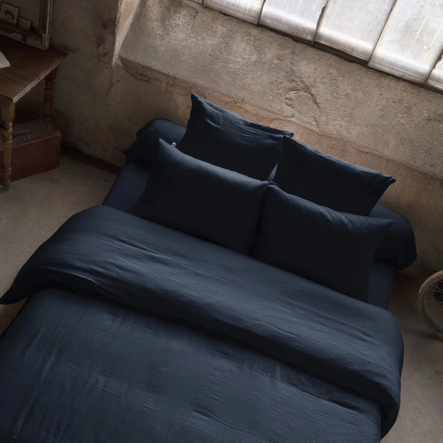 Housse De Couette Double Gaze De Coton Marine 4 Housse De Couette Double Gaze De Coton Marine – Image 2