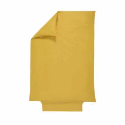 Housse De Couette Bébé 100% Coton Bio 100x140 -Doublures De Lit Soldes 2024 housse de couette jaunemoutarde fond blanc