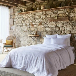 Parure De Lit Lin Lavé -Doublures De Lit Soldes 2024 housse de couette lin lave blanc ambiance1