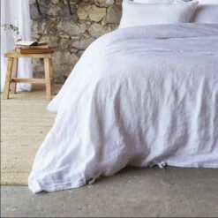 Parure De Lit Lin Lavé -Doublures De Lit Soldes 2024 housse de couette lin lave blanc zoom