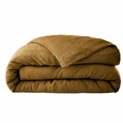 Housse De Couette Lin Lavé -Doublures De Lit Soldes 2024 housse de couette soline marron fond blanc 2