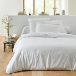 Housse De Couette Blanc 100% Lin 9 Housse De Couette Blanc 100% Lin -Doublures De Lit Soldes 2024 housse lin ambiance blanc
