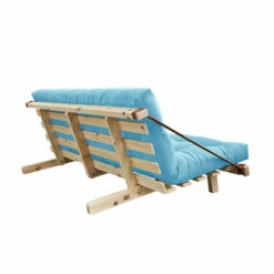 Banquette Ajustable JUMP En Pin Massif Naturel Matelas Inclus 130x190 -Doublures De Lit Soldes 2024 jump bleu fond blanc 2