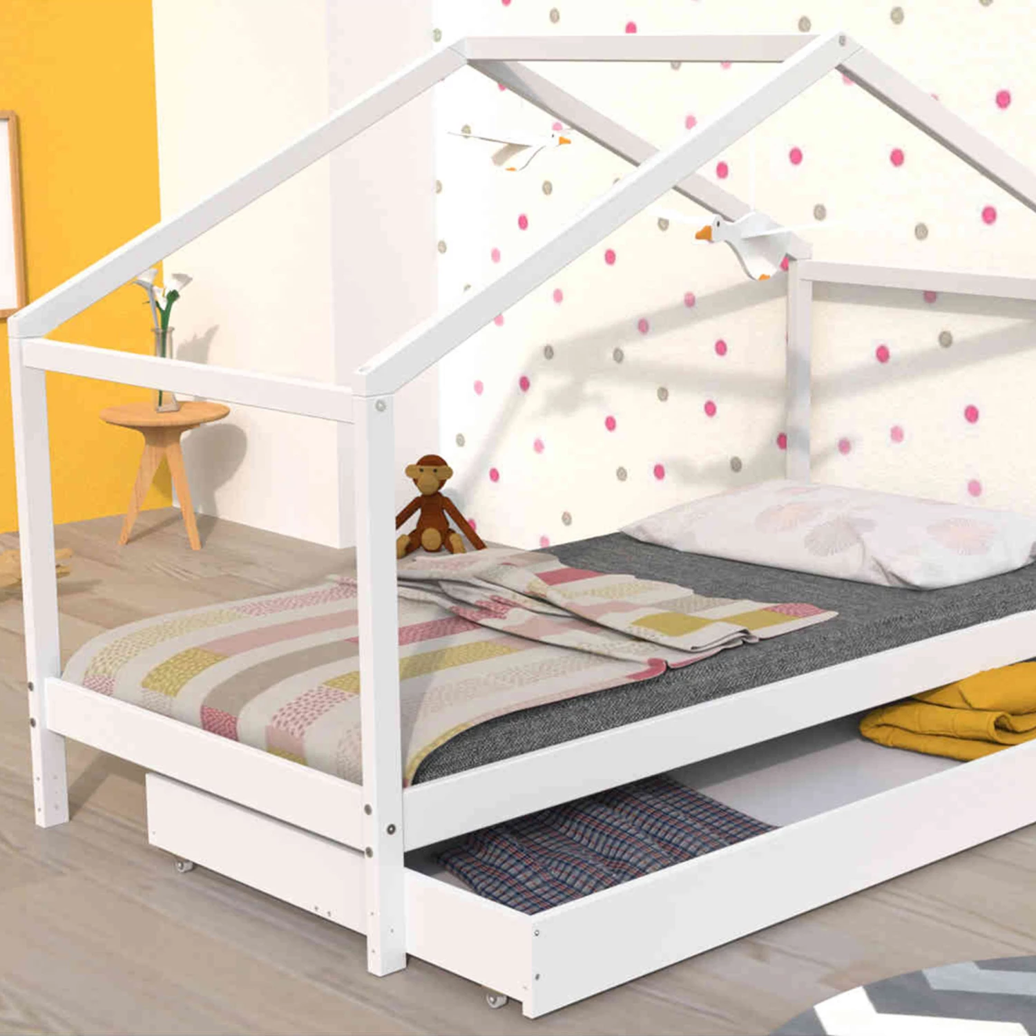 Lit Cabane Enfant Avec Tiroir En Bois 90x190 - LT14006 4 Lit Cabane Enfant Avec Tiroir En Bois 90x190 - LT14006 – Image 2