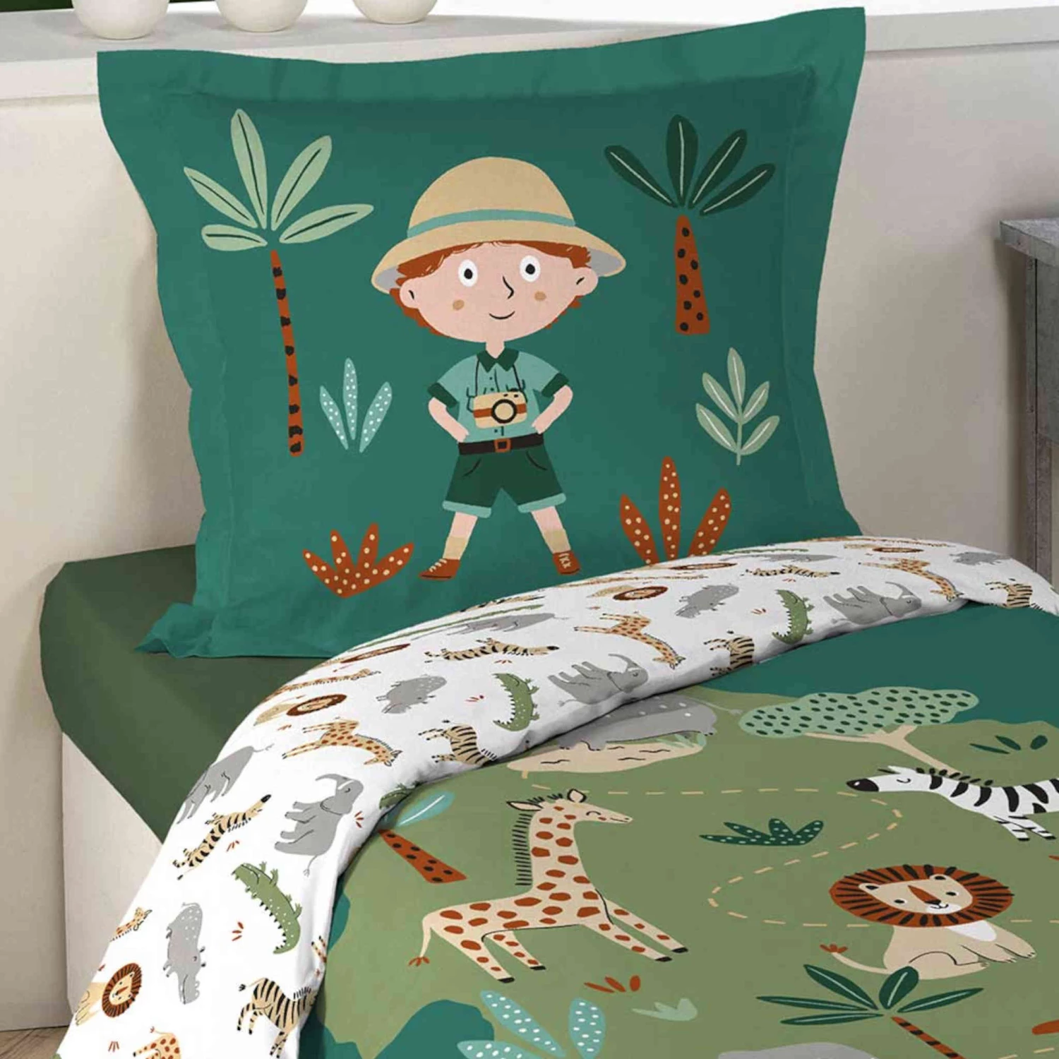 Parure De Lit Enfant Leo L'explorateur 140x200 4 Parure De Lit Enfant Leo L'explorateur 140x200 – Image 2