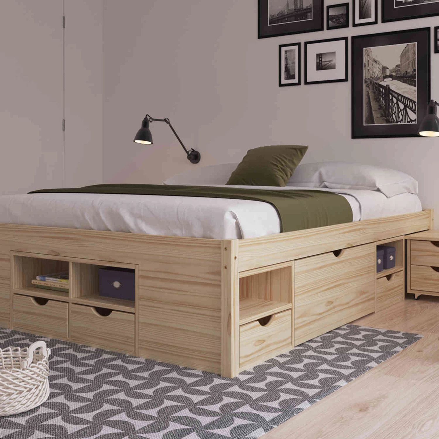 Lit Tiroirs Avec Chevets Intégrés En Bois Massif - LT12012 4 Lit Tiroirs Avec Chevets Intégrés En Bois Massif - LT12012 – Image 2