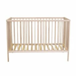 Lit Bébé à Barreaux En Bois Massif Avec Sommier Réglable En Hauteur 120x60 25 Lit Bébé à Barreaux En Bois Massif Avec Sommier Réglable En Hauteur 120x60 -Doublures De Lit Soldes 2024 lit b b face sommier 1 fond blanc 1