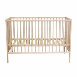 Lit Bébé à Barreaux En Bois Massif Avec Sommier Réglable En Hauteur 120x60 26 Lit Bébé à Barreaux En Bois Massif Avec Sommier Réglable En Hauteur 120x60 -Doublures De Lit Soldes 2024 lit b b face sommier 2 fond blanc 1