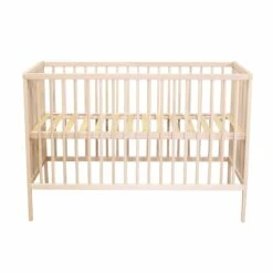 Lit Bébé à Barreaux En Bois Massif Avec Sommier Réglable En Hauteur 120x60 27 Lit Bébé à Barreaux En Bois Massif Avec Sommier Réglable En Hauteur 120x60 -Doublures De Lit Soldes 2024 lit b b face sommier 3 fond blanc 1