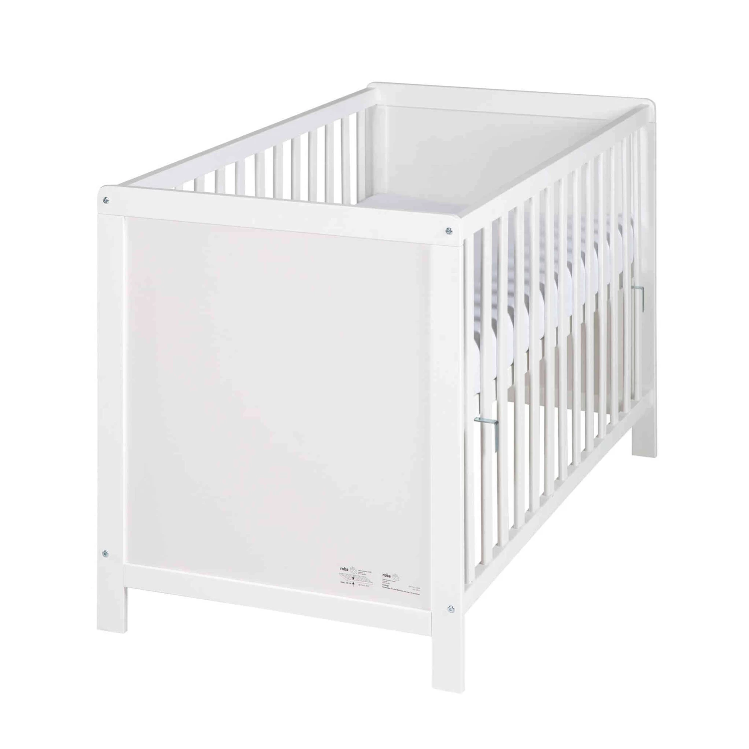 Lit Bébé D'appoint En Bois Blanc Roba 60x120 4 Lit Bébé D'appoint En Bois Blanc Roba 60x120 – Image 2