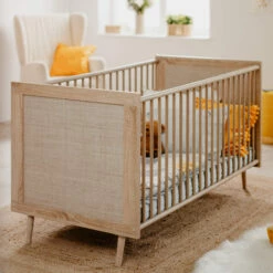 Lit Bébé à Barreaux En Bois Imprimé Cannage - LT7085 12 Lit Bébé à Barreaux En Bois Imprimé Cannage - LT7085 -Doublures De Lit Soldes 2024 lit bebe barreaux bois ambiance 1