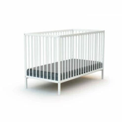 Lit Bébé En Bois Massif 60x120 -Doublures De Lit Soldes 2024 lit bebe fixe blanc webaby 60x120 fond blanc 1