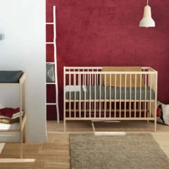 Lit Bébé En Bois Massif 60x120 -Doublures De Lit Soldes 2024 lit bebe fixe hetre webaby 60x120 ambiance 1