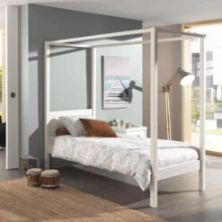 Lit Avec Cadre En Bois Blanc - Terre De Nuit 8 Lit Avec Cadre En Bois Blanc - Terre De Nuit -Doublures De Lit Soldes 2024 lit cadre blanc 3