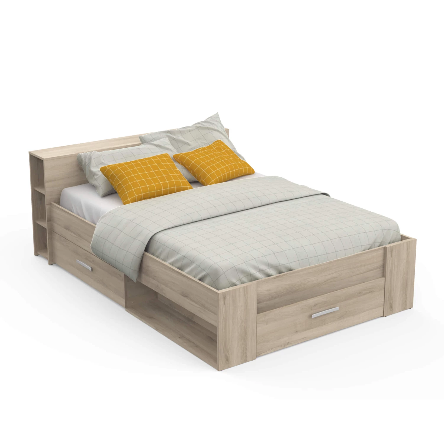 Lit En Bois Avec Tiroir Imitation Chêne Kronberg - LT177 3 Lit En Bois Avec Tiroir Imitation Chêne Kronberg - LT177