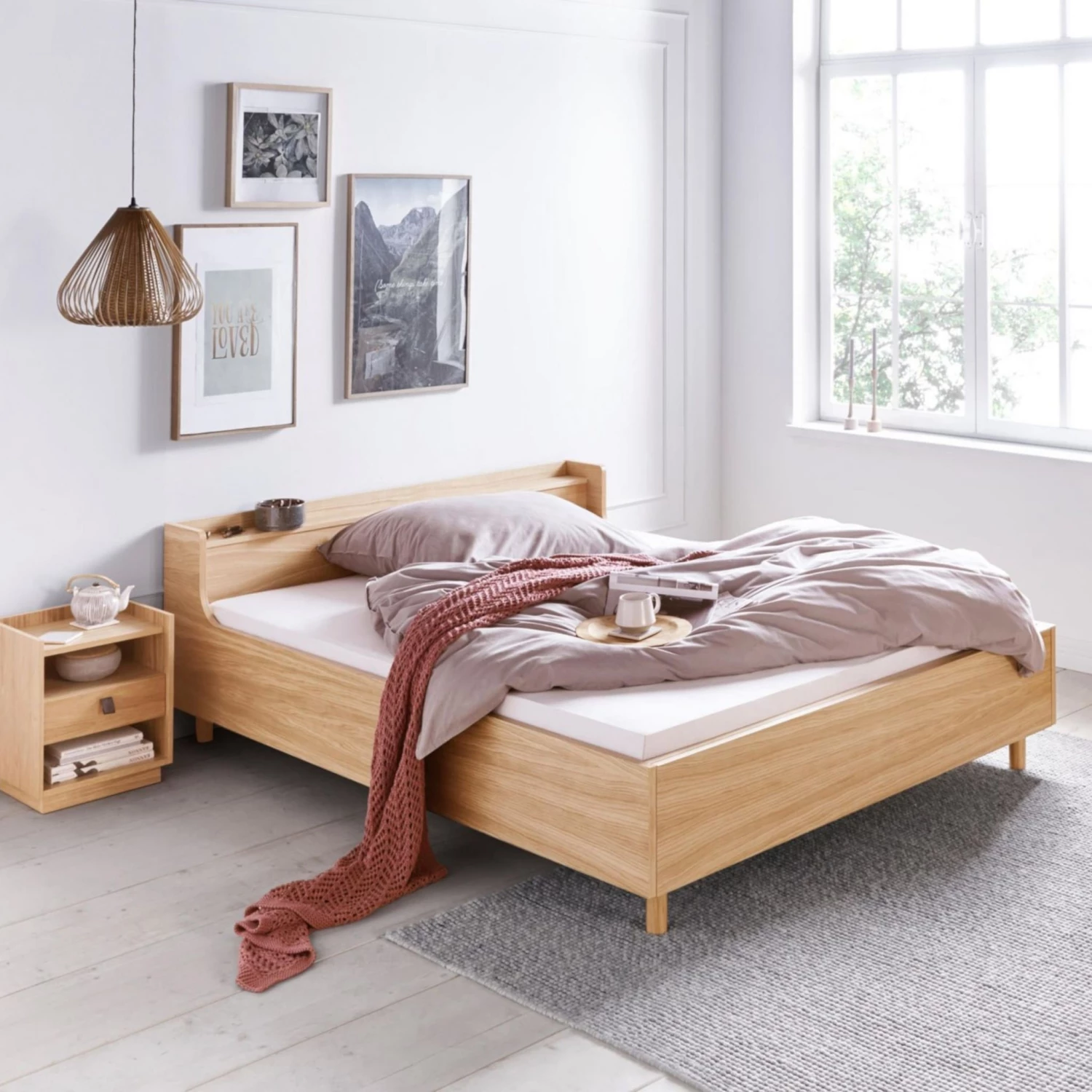 Lit Avec Tête De Lit Incurvée Et Pieds En Bois Massif 160x200 - LT0079 4 Lit Avec Tête De Lit Incurvée Et Pieds En Bois Massif 160x200 - LT0079 – Image 2