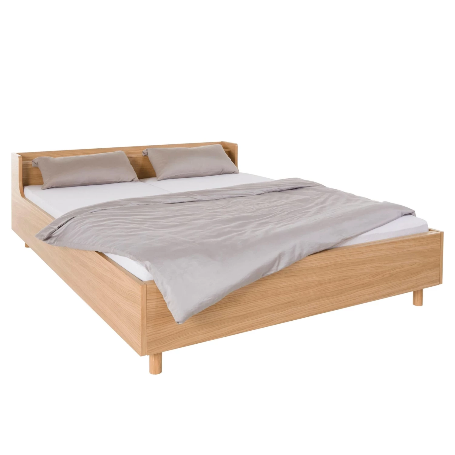 Lit Avec Tête De Lit Incurvée Et Pieds En Bois Massif 160x200 - LT0079 3 Lit Avec Tête De Lit Incurvée Et Pieds En Bois Massif 160x200 - LT0079