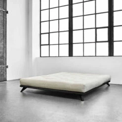 Ensemble Lit Futon Senza Noir + Matelas écru 180x200