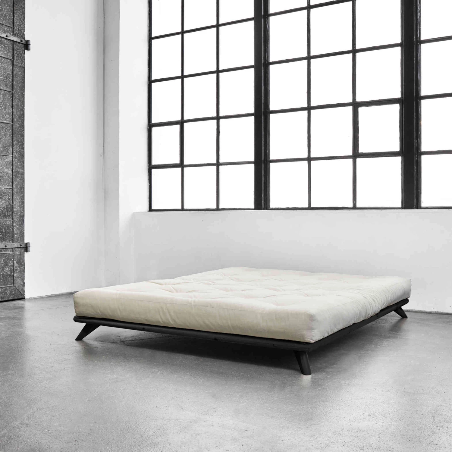 Ensemble Lit Futon Senza Noir + Matelas écru 180x200 3 Ensemble Lit Futon Senza Noir + Matelas écru 180x200