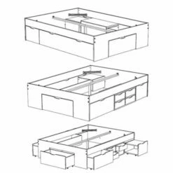Lit Tiroirs Avec 2 Chevets En Bois Blanc - LT14014 9 Lit Tiroirs Avec 2 Chevets En Bois Blanc - LT14014 -Doublures De Lit Soldes 2024 lit jazz