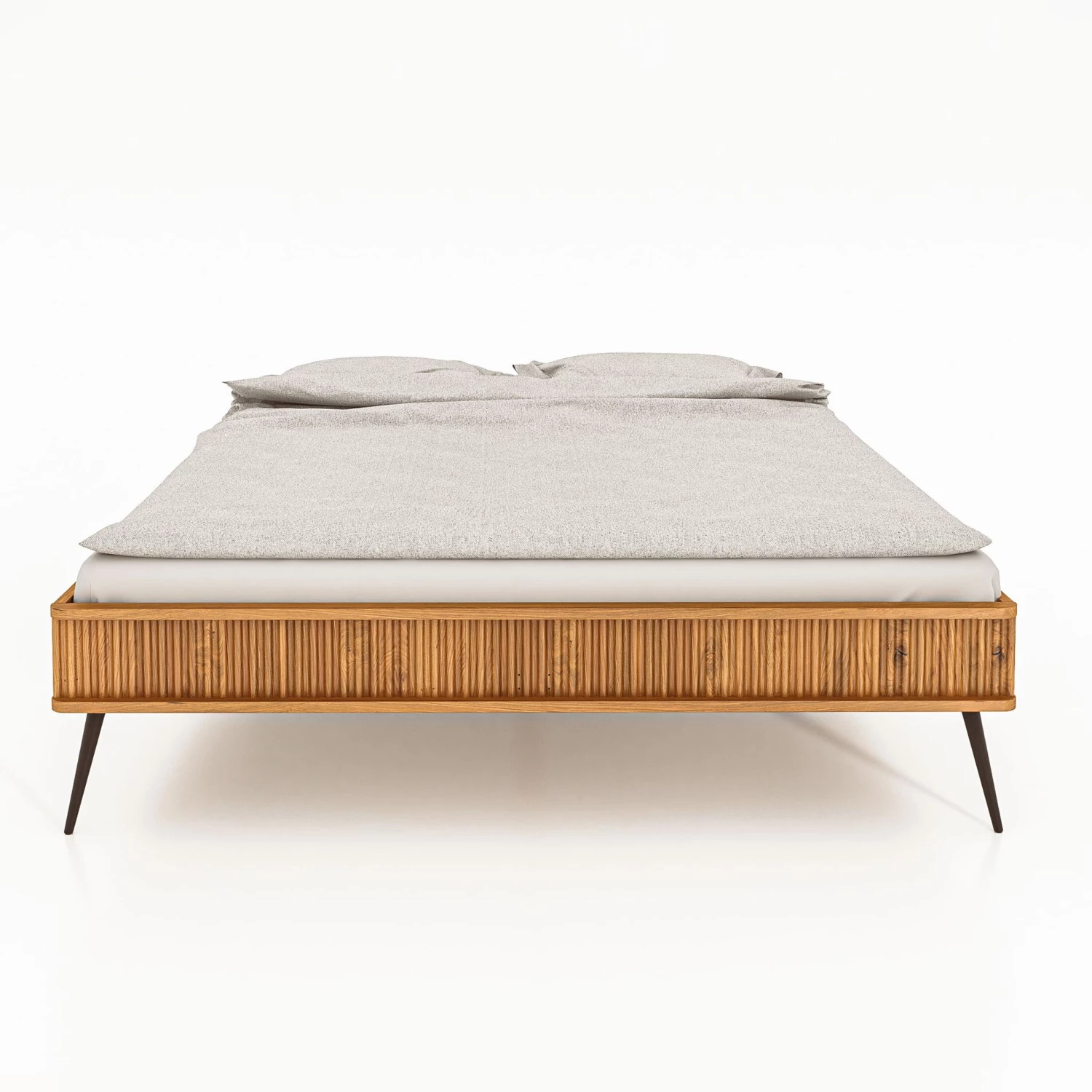 Lit En Chêne Massif Clair Avec Pieds Inclinés En Métal - LT36002 6 Lit En Chêne Massif Clair Avec Pieds Inclinés En Métal - LT36002 – Image 4