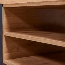 Lit Multi-rangements En Bois Imitation Chêne Et Anthracite 140x200 - LT12124 -Doublures De Lit Soldes 2024 lit loria double zoom niches