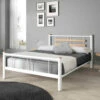 Lit En Métal Blanc Et Chêne - LT4005 -Doublures De Lit Soldes 2024 lit manga blanc