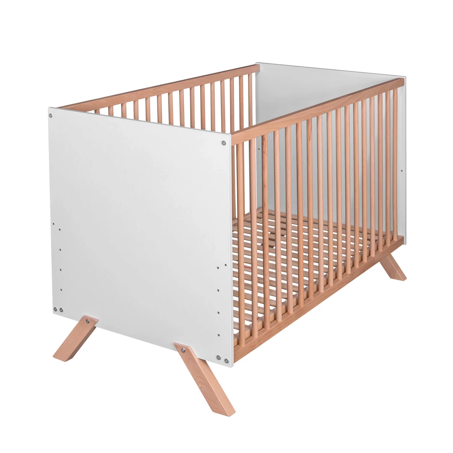 Lit Bébé En Bois Massif Blanc Et Naturel Style Scandinave 60x120 5 Lit Bébé En Bois Massif Blanc Et Naturel Style Scandinave 60x120 – Image 3